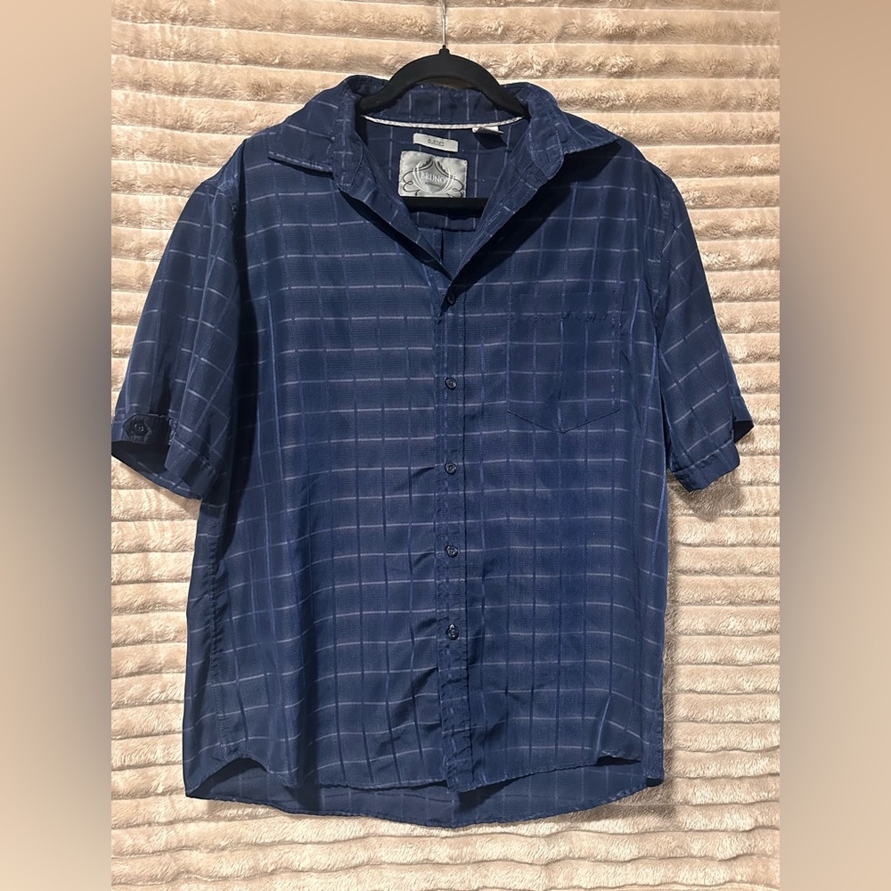 Men's Bruno New York Blue sueded button down